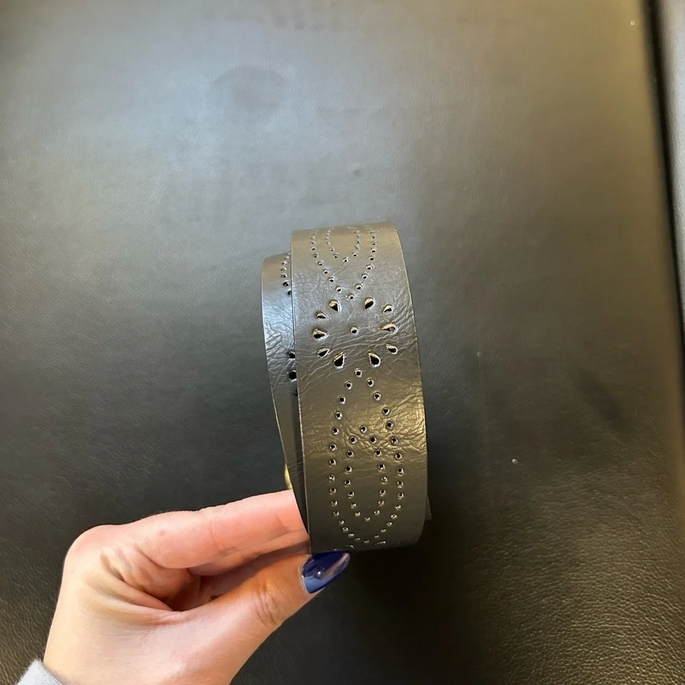 Black Leather Wearable with Gold Buckle